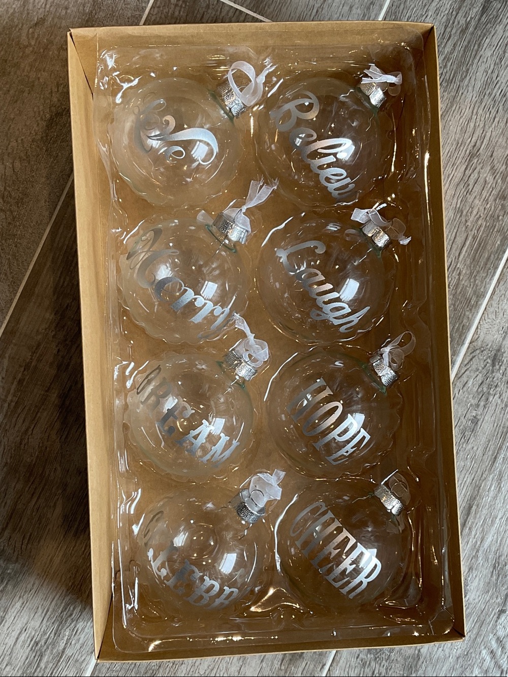 Shiraleah Set/8 Clear Globe Ornaments NIB